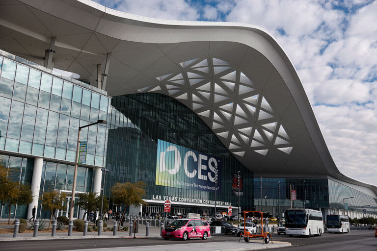 Exterior of the Las Vegas Convention Center West Hall during a major trade show.